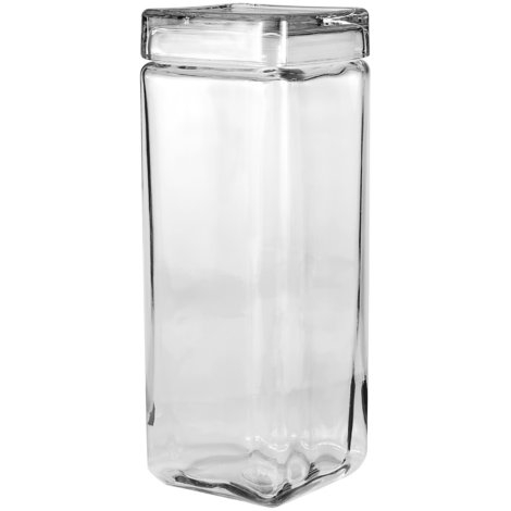 Acopa 40 oz. Clear Stackable Square Glass Jar