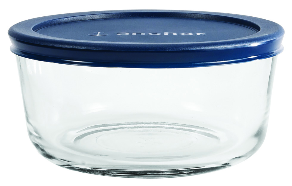 Kitchen Storage Round w/ Blue Lid 4 cup - Anchor Hocking FoodserviceAnchor  Hocking Foodservice