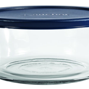 Anchor Hocking Classic Rectangular Glass Food Storage with Navy Lid, 6  Cups, Set of 2